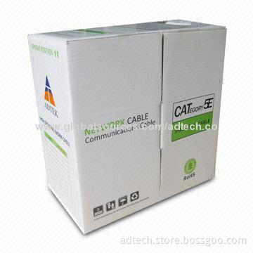 Bulk Cat5e Cable, UTP Solid 24AWG Black 305M/Box PVC Jacket